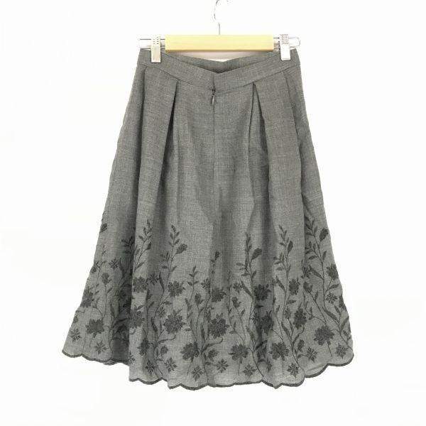 Made In Japan/M'S GRACY/Two-Piece Set Up/Knee-Length Skirt/Fully Lined/9AR/Gray/Floral Embroidery/Suit/Jacket