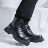 Britský styl 2024 Podzim Zima Boty Pánské Ležérní Kožené Boty Silná Podrážka Protiskluzové Teplé Plyšové Studená Zima Venkovní Kotníkové Boty