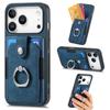 Retro Metal Ring Car Mount Magnetic Card Holder Pu Leather Phone Case For Iphone 18