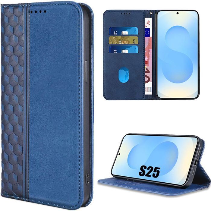 Coque de protection - BOOLING - Samsung Galaxy S25 - Cuir Synthétique - Motif Mosaïque - Antichoc