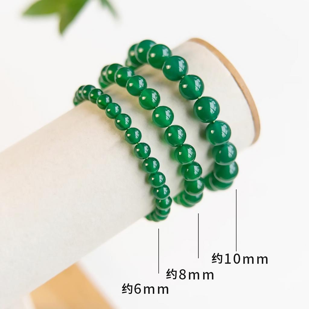Moisturizing and transparent green agate bracelet, simple and versatile, single circle round bead jade bracelet