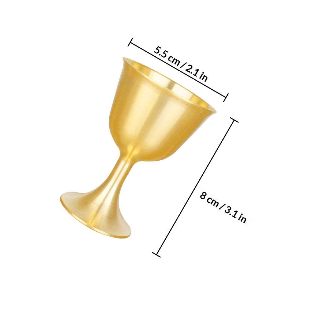 1Pcs Elegant Brass Cup Gold Finish Temple Offering Vessel for Wealth God Rituals Retro Decorative Buddhist Altar