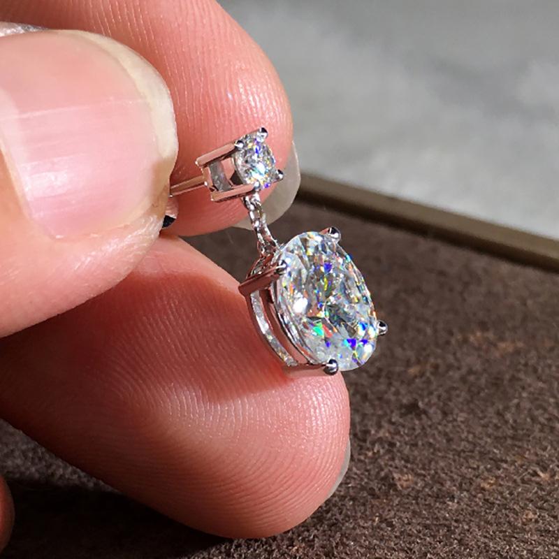 Silver Oval Cut CZ Drop Earrings Two-Tier Round & Oval CZ Dangle Earrings Women Bridal Statement Jewelry