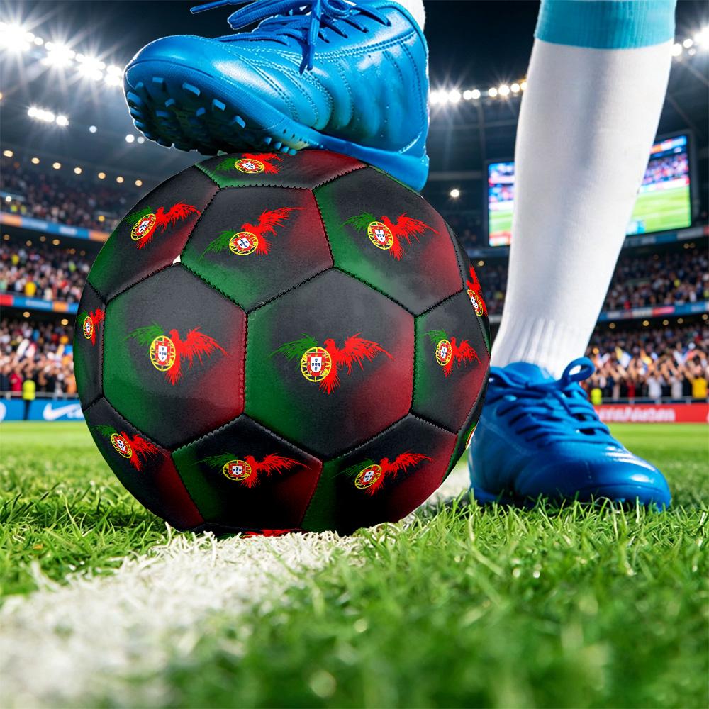 Portugal Football Printed Size 5 Soccer Ball Wear Resistant Standard Adult Training Football Fan Gift for Indoor Outdoor Match Sports