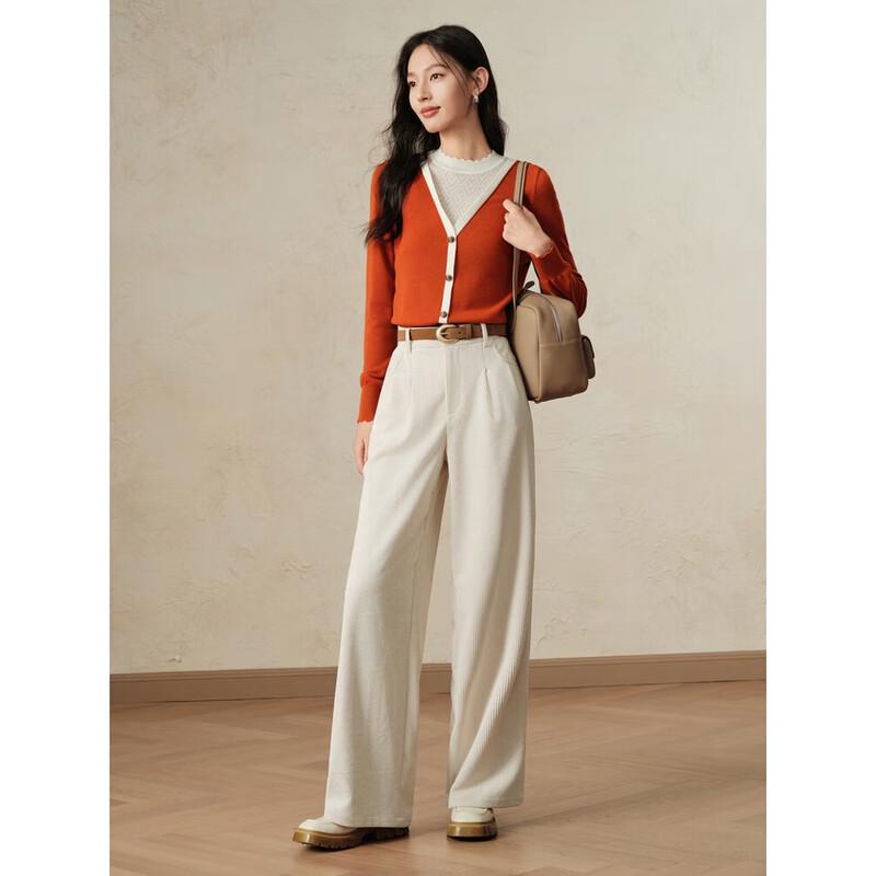 

Женский свитер из смесовой шерсти с кружевными длинными рукавами M