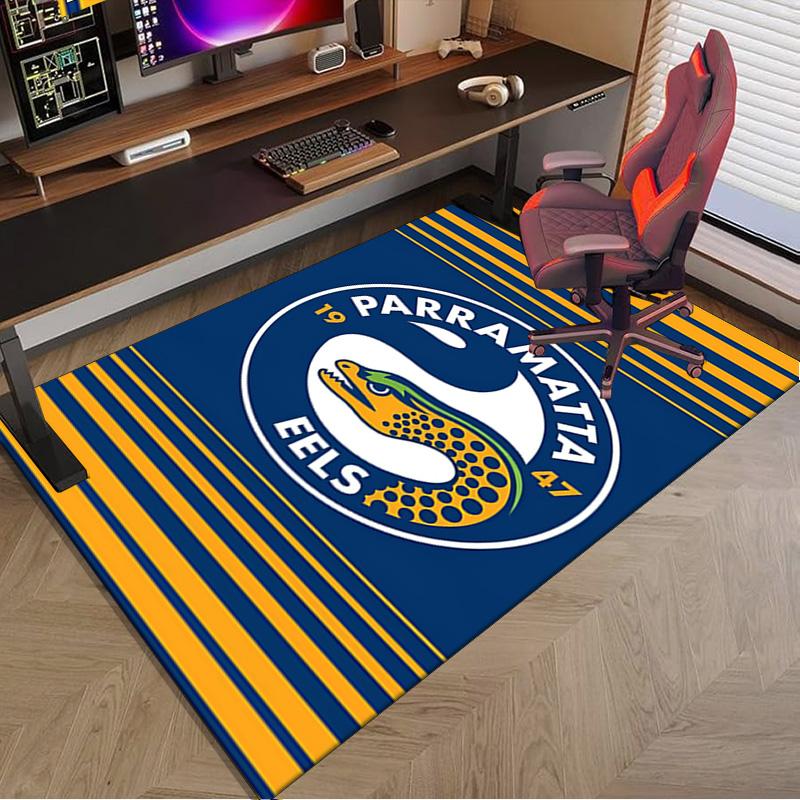Parramatta Eels Team Crest Area Rug Office rug, Chair Rug, Decor Carpet Livingroom bedroom Mat, Large Size Fan gifts Christmas gifts