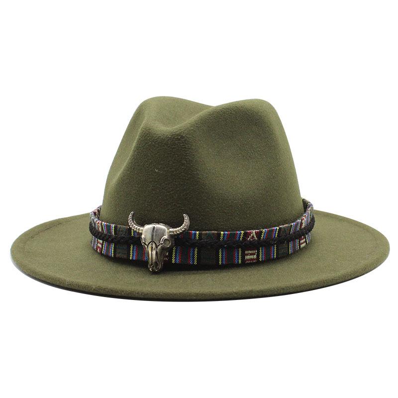 Woolen Jazz Top Hat Women'S Minority Style Flat-Brimmed Big Eaves Hat