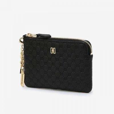 Black Cowhide Zipper Coin Purse With Dd Logo Dcho5f519bk