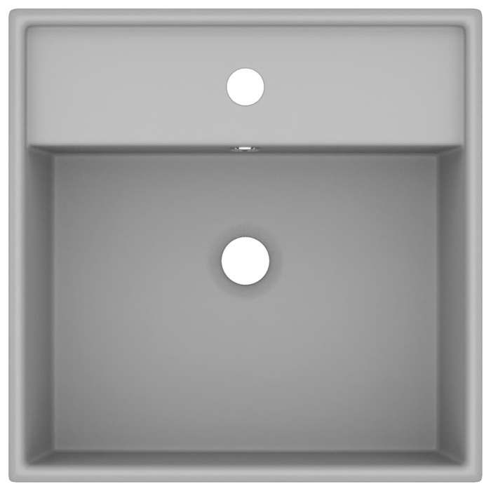 VidaXL Lavabo Carré de Luxe à Trop-plein Vasque à Poser de Toilette Lave-mains de Salle de Bain Salle Cosmétique Gris Clair 146949