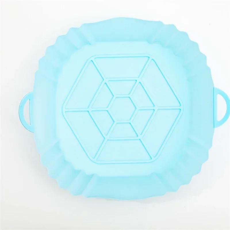 

1шт силиконовая корзина для фритюрницы, форма для духовки, противень для выпечки, корзина для пиццы, жареная курица, круглая, квадратная, многоразовая подкладка для кастрюли, аксессуары светло-синий