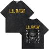 Rapper Lil Baby Wham World Tour Maglietta Lavata Vintage Uomo Donna Moda Casual Maglietta Retrò Hip Hop Magliette Oversize