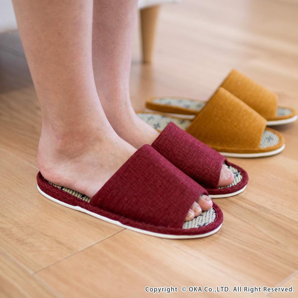 OKA Tatami Größe Rote Füße bis Igusa Japanisch 4548622995152 Japanisch hergestellte Hausschuhe, M, (Passt für 24cm, Gras, Stil)