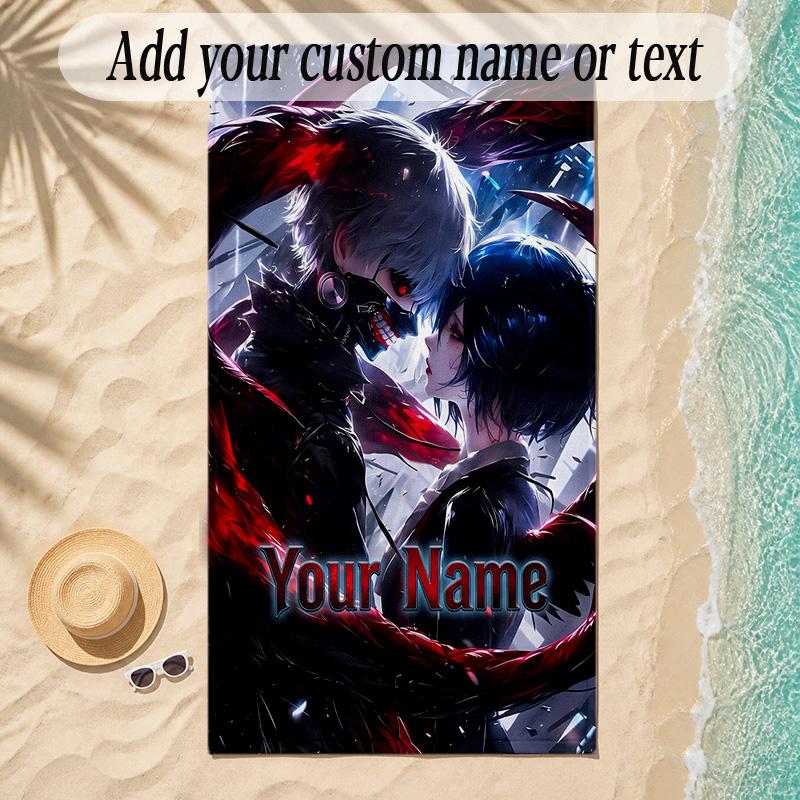 Beach TowelTokyo Ghoul Custom Name Text Personalized Soft Towel for Beach Pool Indoor Home Decor Gift