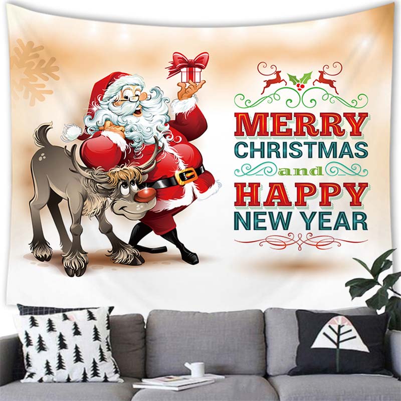 Santa Elch Schneemann Drucken Home Decor Tapisserie Wandbehang Weihnachten Wohnzimmer Zimmer Wand Dekor Hintergrund Stoff tapiz navideño