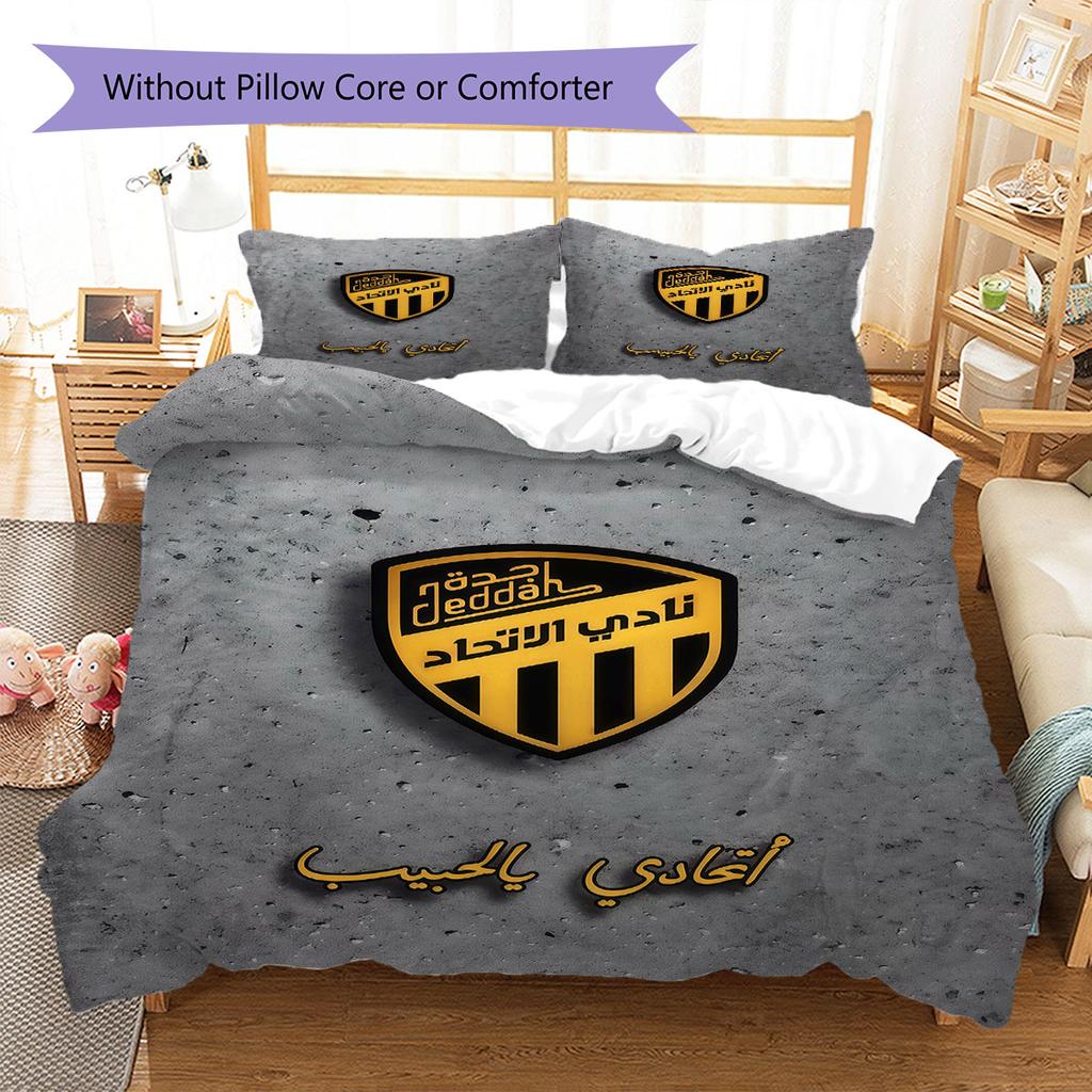 Al-Ittihad FC Pattern Bedding,Quilt Set Quilt Cover Pillowcase Home Birthday Gift(1 * duvet cover + 2 * pillowcase, without core)
