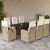VidaXL Garden Dining Set with Cushions 9 Pcs, Table and Chairs with Adjustable Backrest, Outdoor Patio Furniture 3212378