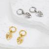 Versatile 18K Gold Palm Leaf Pattern Stainless Steel Drop Earrings