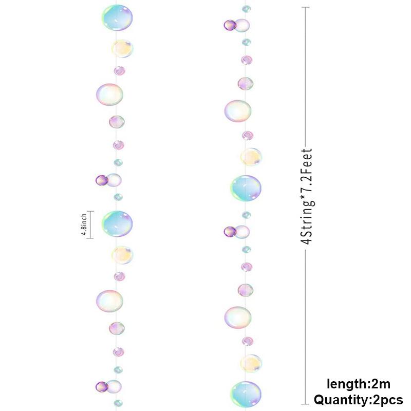 Gradient Color Mermaid Theme Happy Birthday Banner Little Mermaid Party Hanging Bubble Garland Balloons Under the Sea Party