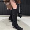 High Heels Suede Women High Boots Pointed Toe Sexy Shoes Knee High Fashion Chelsea Boots 2024 Trend Winter Pumps Botas De Mujer