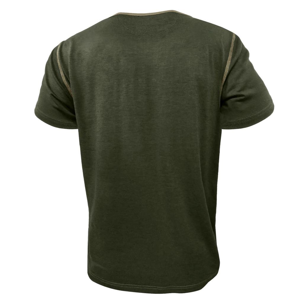 Men's Patchwork Short-Sleeve T-Shirt Neck Top