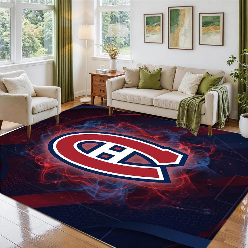 Montreal Canadiens Design Crystal Velvet Rug Soft Decorative Mat for Bedroom Entrance