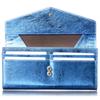 [VOICE] Align Graffiti Italian Cowhide Leather Women's Vertical Card Slot Flap Long Wallet, Gift Boxed, Blue