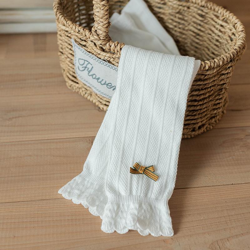 2024 Spring/Summer New Children'S Pantyhose, Girls' Combed Cotton, Lotus Leaf Edge, Nine Point Bow Bottom, Nine Point Socks