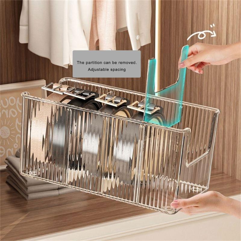 Transparent PET Belt Tie Holder With Multiple Compartments Home Storage Solution for Jewelry Home Accessories
