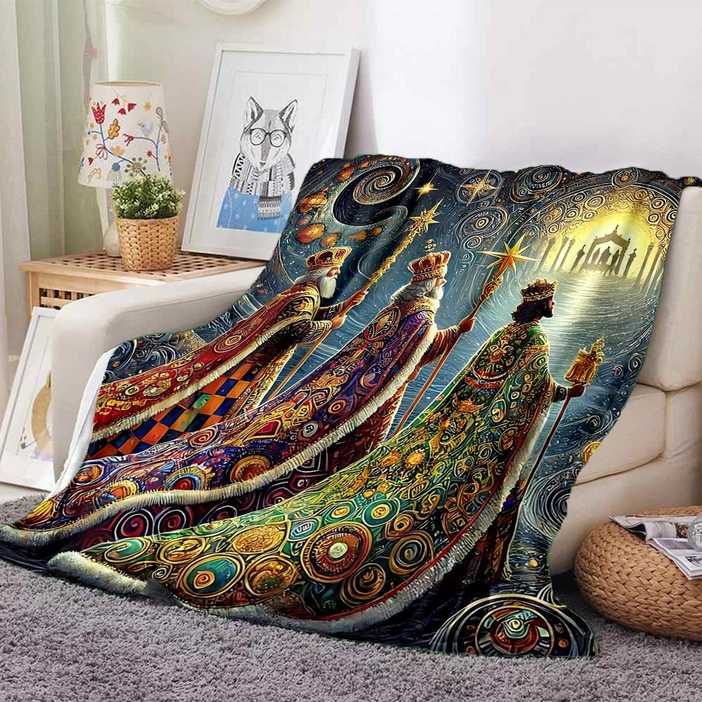 1pc Kingdom Celestial Print Blanket   Lightweight Flannel Throw Blanket For Sofa, Bed, Living Room, Office, Outdoor Travel, Camping