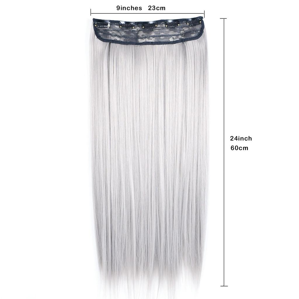 Clip In Hair Extensions For Women One Piece 5Clips Straight&Wavy Hair Black Gray Ombre Color Cosplay Hairpieces