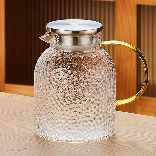 Large Capacity Glass Cold Water Kettle, High Temperature Resistant, Food Grade, with Cork Lid