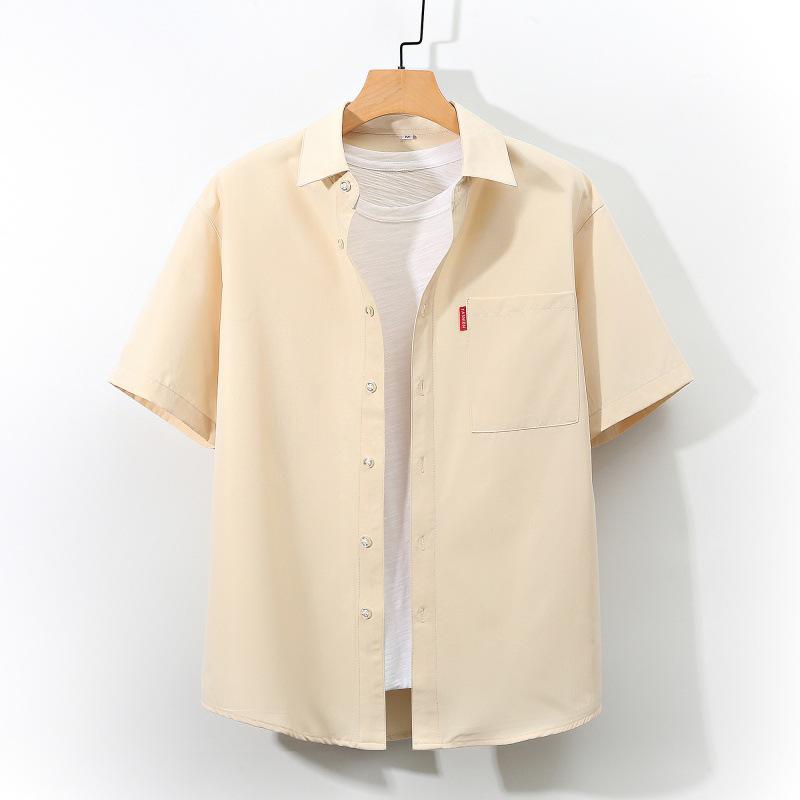 2022 Pánská ležérní košile s krátkým rukávem v japonském stylu - Jednobarevná, Velká velikost