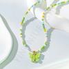 Candy color beaded butterfly pendant necklace female niche sweet and cute girl wind collarbone chain new accessories