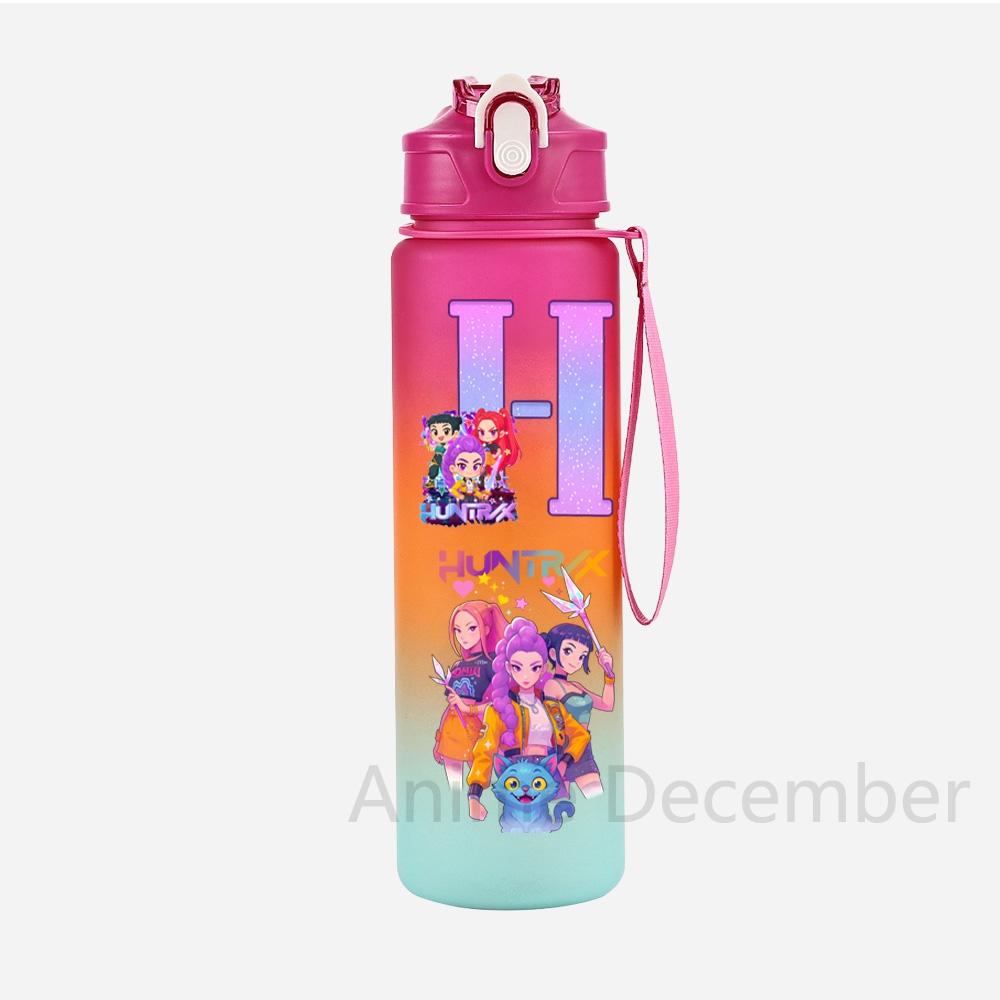 Anime K-Pop Demon Hunters A-Z English Letter Printed Character Water Cup Demon Hunters Large Capacity Outdoor Portable Drinking Bottle for Boy Girl