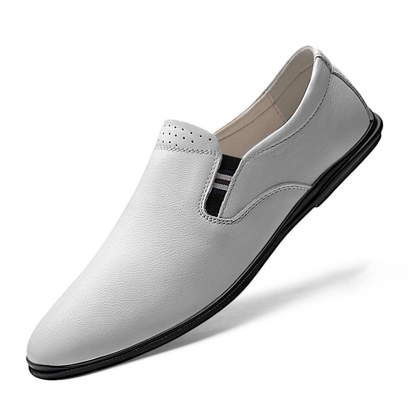 Men s Korean Style Summer Loafers - Genuine Leather, Breathable, Non-Slip Soft Sole 42