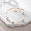 Pulseira de Pérolas de Água Doce Dourada com Contas da Moda para Mulheres Pérolas Naturais com Pulseira de Corrente de Elo Pulseiras Joias com Pingentes