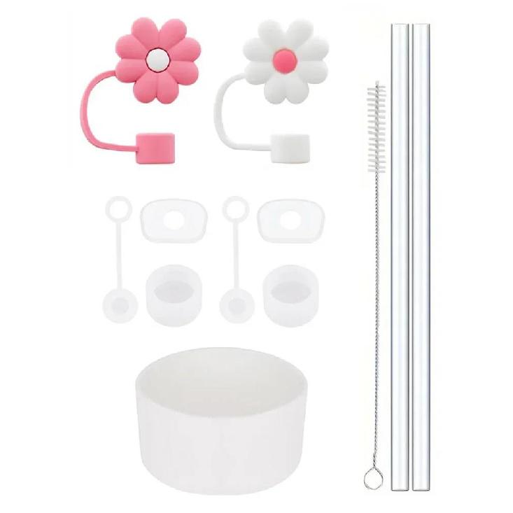 11Pcs Accessories Set for Stanley Cup Silicone Spill Proof Stopper Straw Cover Cap Reusable Straw 1 Cleaning Brush 40oz 30oz Cup Holders 5