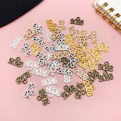 Yousheng 50Pcs 2026 Alloy Charm Vintage Number Decoration Charm Accessories DIY Keychain Jewelry Earring Bracelet Necklace Pendant