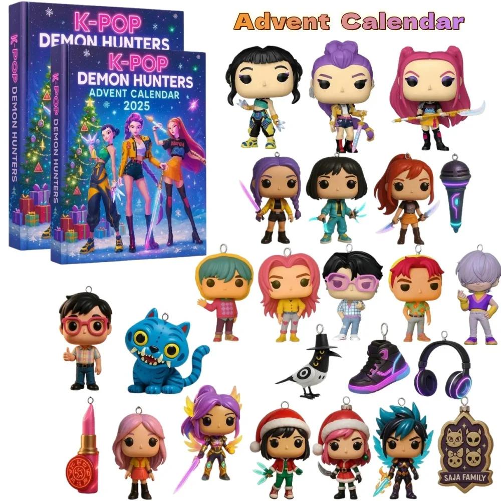 2D/3D Acryl Dämonenjäger Weihnachtsbaumschmuck Kpop Stil Adventskalender Blind Box Niedliche Gothic Feiertagsdekoration für Teenager und Frauen Geschenk