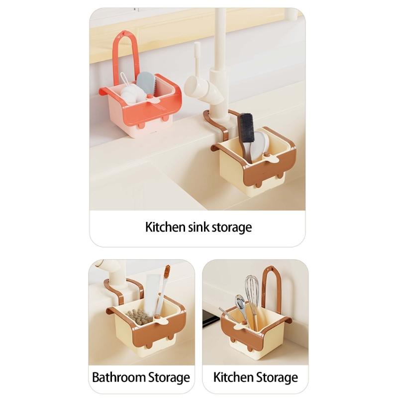 Hanging Faucet Mounted Sink Strainer Basket Auto Dump Technology for Hand Release Waste Disposal Ideal for Small Kitchens and Apartments