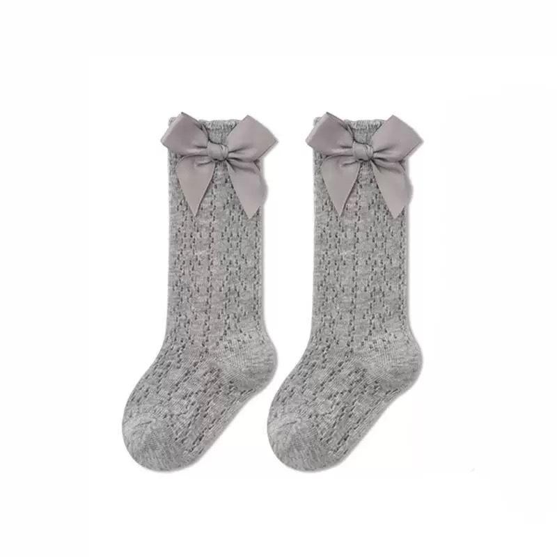 

Autumn High Tube Breathable Mesh Baby Socks with Anti-Drop Bow Design S (0-1 year)