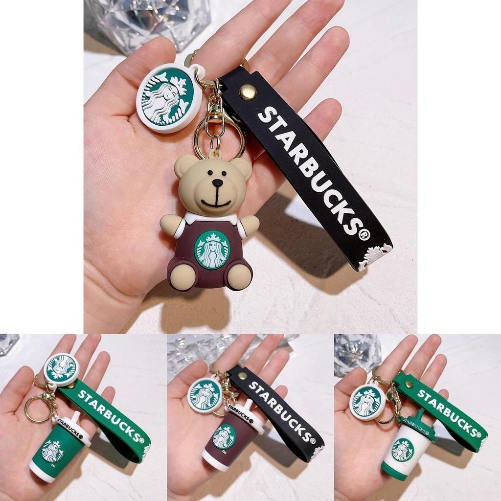 Roztomilý kreslený klíčenka na hrnek mléčného čaje Starbucks Silikonové přívěsky medvídka