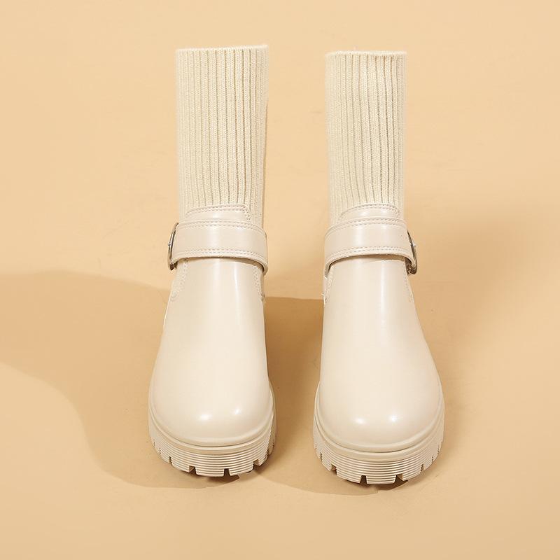 Designer Woman Casual Ankle Boots Lolita Knitting Boot Fashion Ladies Shoes Korean Hot Sale All-match High Heels Botas Mujer