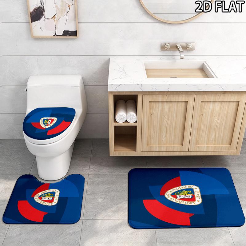 3pcs Piast Gliwice Pattern Flannel Nonslip Absorbent Washable Decorative Bathroom Home Toilet Seat Cover Mat