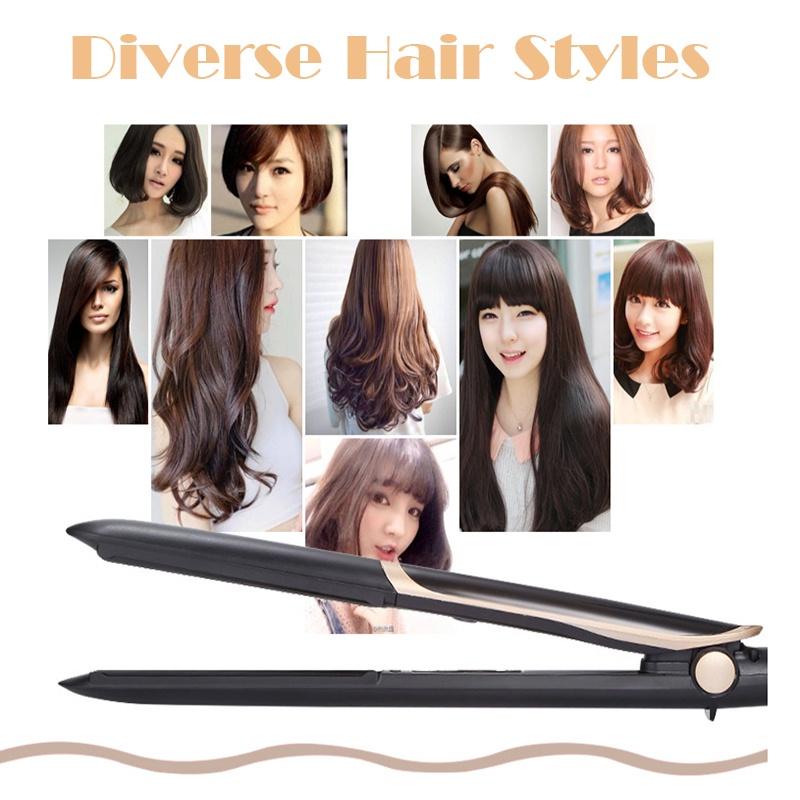 Professional Hair Straightener Curler Hair Flat Iron Negative Ion Infrared Hair Straighting Curling Corrugation 2-in-1 220V