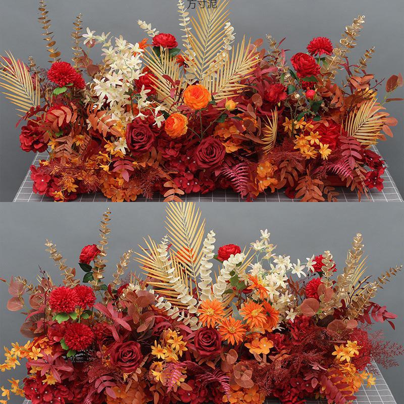 Large Wedding Aisle Runner with Silk Eucalyptus Flowers