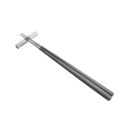 Cutipol KUBE Chopsticks and Chopstick Rest Set, Gray Silver, KU39GR