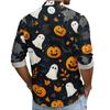 Men's Casual Long Sleeve Halloween Print Shirt Button Down Collar Lightweight Breathable Fabric Comfortable Fit