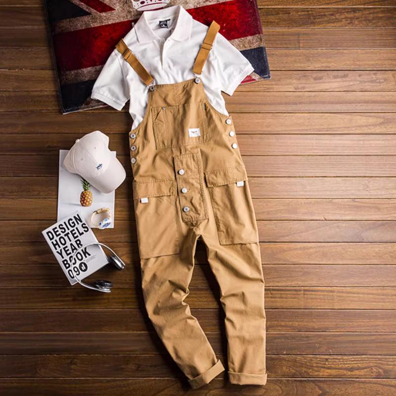 Retro Casual Jumpsuit for menn Løs overall med flere lommer. Kjeledress for menn