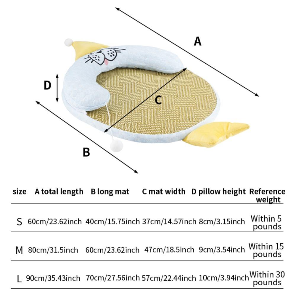 Pet Neck Pillow Cooling Bean Material Arc Design Removable Washable Cooling Mat Anti-Slip Wear Resistant Easy Clean S жёлтый